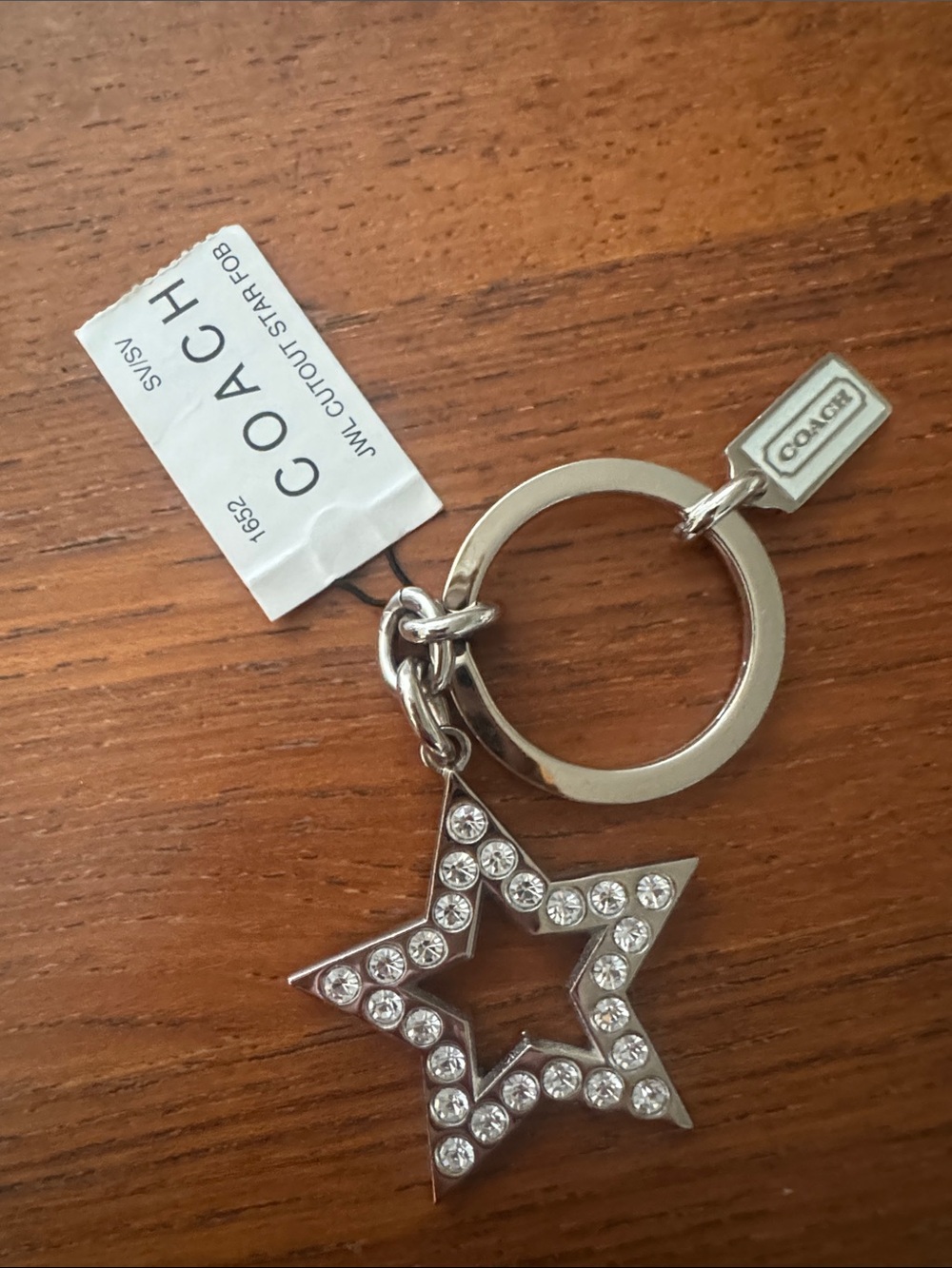 Coach Silver Star Crystal Keyring Charm